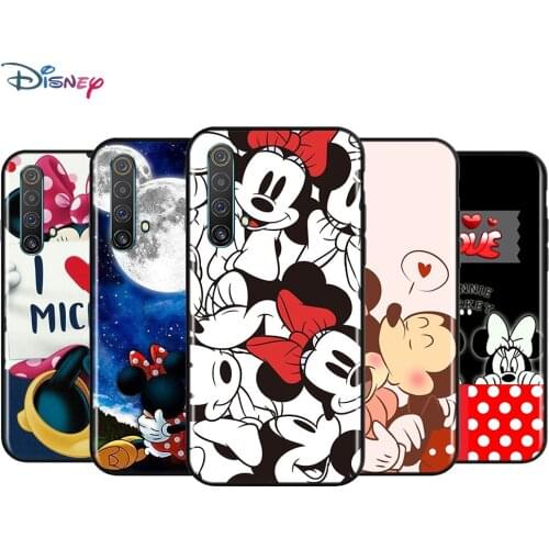 Black Soft LOVE Mickey And Minne For Realme 7i Global C2 C3 C11 C12 C15 C17 X2 X3 Superzoom X50 XT Q2 Q2i Pro 5G Phone Case