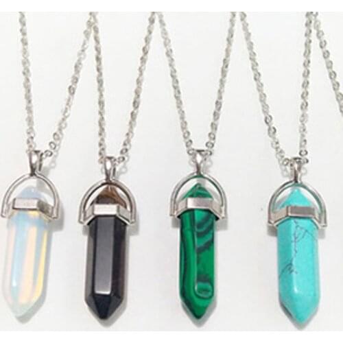 European and American style simple bullets head multicoloured stone pendant necklace