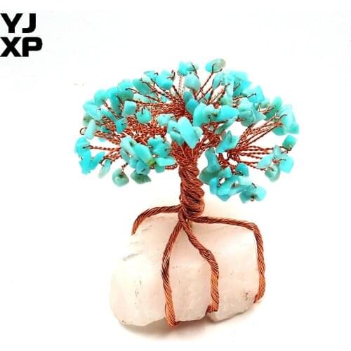 YJXP Personalized Natural Green Turquoises Lucky Money Energy Tree Figurine Home Decor Ornaments Feng Shui Decor 1 Pcs