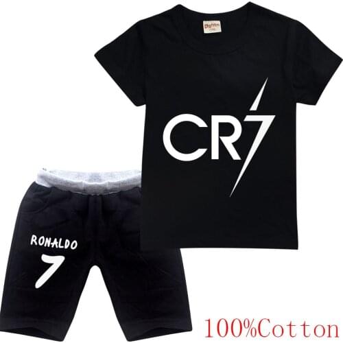 Cotton Summer Baby Children Soft Shorts Suit t-shirt Star Boy Girl kids Ronaldo CR7 cartoon infant clothes cheap stuff for 2-15Y