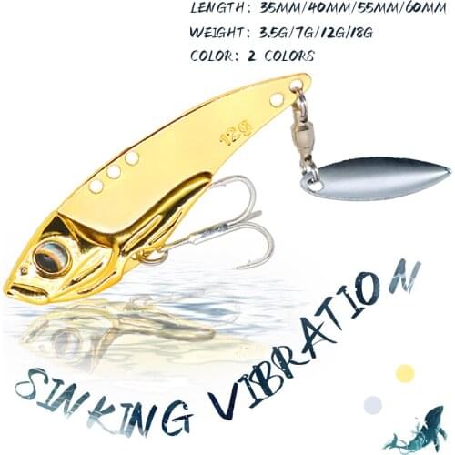 KoKossi 1PCS Ice Fishing Lures 3.5G/7G/12G/18G Hard Artificial Bait Sinking Metal Baits VIB Jigging Spinner Spoon Fishing Tackle
