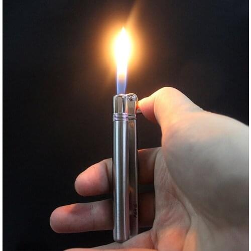 Compact Strip Grinding Wheel Open Flame Lighter Inflatable Metal Cigar Lighter 1300 C Butane Gadgets For Men