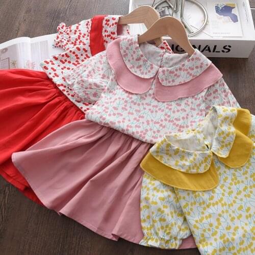 Girls Clothing Sets Fashion Children Summer Suits Toddler Girls Flowers Print Top And Pleated Skirts 2pcs Outfits 2-6T