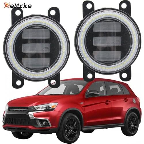 2PCS Led Angel Eye DRL for Mitsubishi Outlander Sport RVR ASX 2010-2013 2014 2015-2019 LED Fog Lights Lens Daytime Running Light