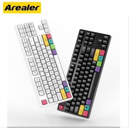 Arealer 87 Keys RGB Backlit Mechanical Keyboard N-key Rollover Blue Switch Macro Recording Keys Detachable Frame 10 PBT Keycaps