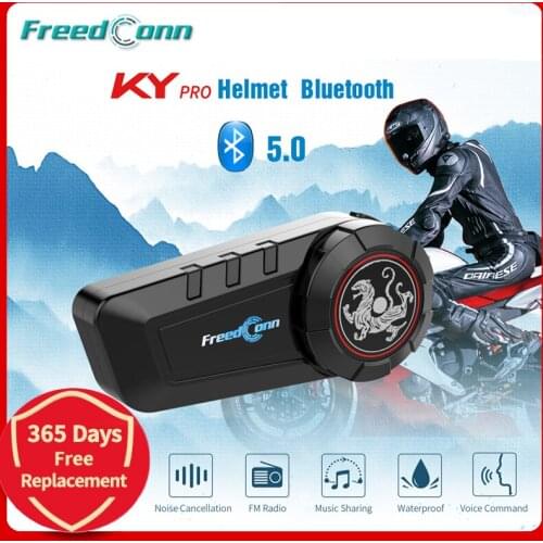 Bluetooth 5.0 Motorcycle Intercom Helmet Headset Motorbike 6 Riders 1000M Group Talking Interphone FM Radio Waterproof KY PRO
