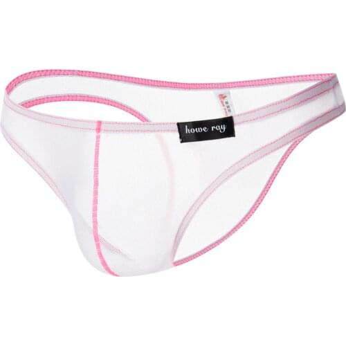 2018 Brand Howe Ray gay underwear mens transparent yarn half-pack hip small triangle underwear mens sexy briefs