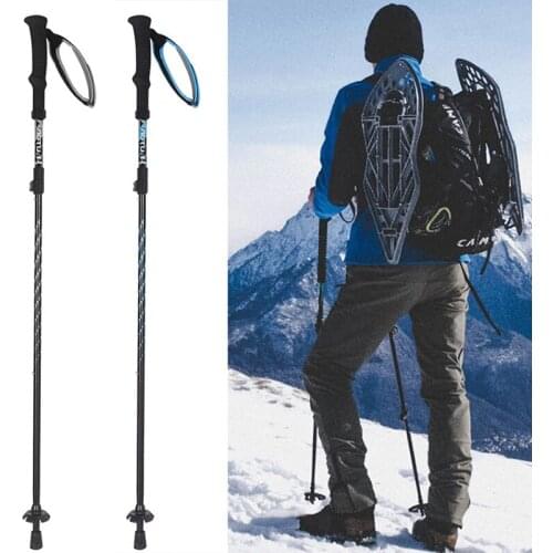 Outdoor Foldable Climbing Pole 4-section M-Pole Folding Ultralight Trekking Camping Hiking Poles Portable Aluminum Walking Stick