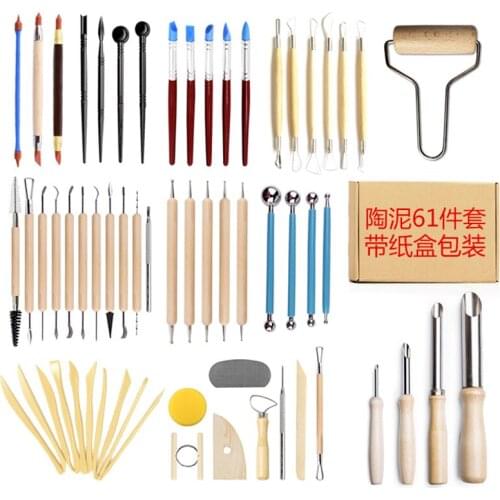 61 Pieces Set Clay Tools Carving Pottery Clay Sculpture Tools Sculpture Drawing Combination Tools Pottery & Ceramics Set Tools