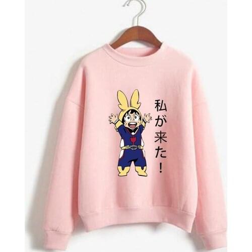 New Fashion Anime My Hero Academia Women Cute Graphic Printed Long Sleeve Hoodies Deku I Am Here Casual Loose Tee Tops Hoodie Sw