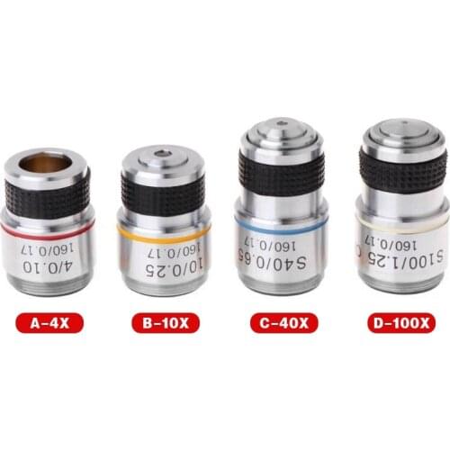 PINTUDY Optical Instruments Microscope Parts 4X 10X 40X 100X Achromatic Objective Lens For Biological Microscope High Definition