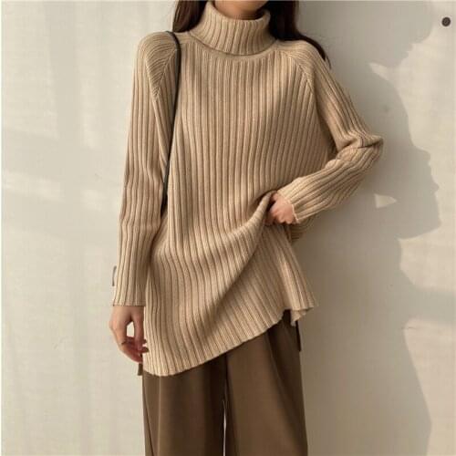 Autumn Thick long Sweater Women Knitted Sweater Long Sleeve Turtleneck Slim Jumper Soft Warm Female Clothing Sweater