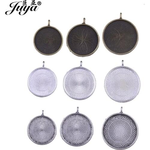 JUYA 10pcs 16/18/20mm Cabochon Cameo Base Tray Blank For Women Necklace Pendant Metal Jewelry DIY Making Accessories Wholesale