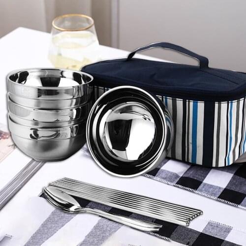 Stainless Steel Outdoor Picnic Tableware Camping Fork Spoon Knife Chopsticks Foldable Pocket Tableware Set Hike Kitchen Tools