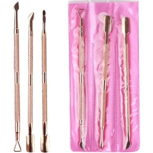 3Pcs Cuticle Pusher Scraper Professional Stainless Steel Gel Nail Polish Spoon Remover Dead Skin Cleaner Pedicure Manicure Tools