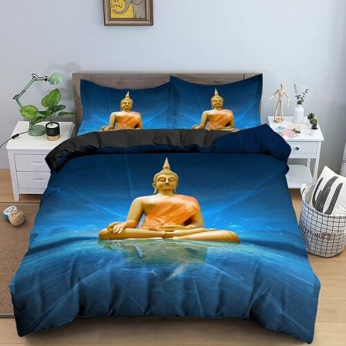 Drop Shipping Buddha Statue Single Double King Queen Size Duvet Cover Luxury Bedding Set With PIllowcase 2/3pcs Bedclothes