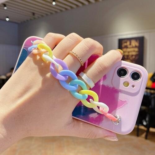 For iPhone 11 Pro Max Luxury Girls Case Colorful Bracelet Marble Silicone Cover for iPhone 12 Mini Pro Xs Max X Xr 7 8 Plus SE2