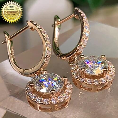 14K Au585 Rose Gold Earring DVVS Moissanite Diamonds 1 2 4 6 Carat Round Wedding Party Engagement Anniversary Gift Earrings