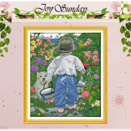 The Garden Boy Patterns Counted Cross Stitch 11 14CT Cross Stitch Sets Wholesale Chinese Cross-stitch Kits Embroidery Needlework