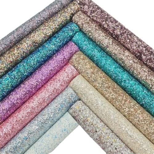 Mixed Chunky Glitter Faux Vinyl Fabric with Glitter Leather Sheets For Earrings Bows DIY 21X29CM GM3100A