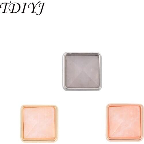 TDIYJ Hot Selling Keeper ing Square Pink Natural Stone Slide Charms Keeper for Mesh Leather Wrappable Keeper Bracelet 12pcs/lot