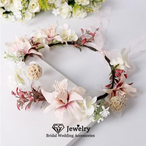 CC Tiara Flowers Women Headbands Wedding Accessories Engagement Hair Ornaments Bridesmaids Headpiece Corolla Prom Wreath 58349