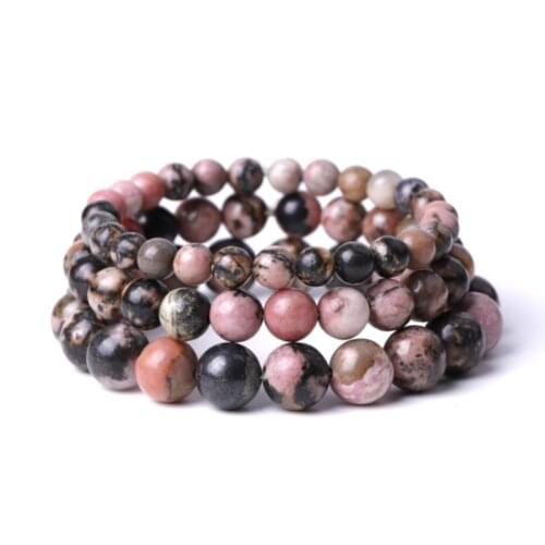 Rhodochrosite Bracelet With Natural Stone Beaded Bangles For Women Men Fashion Semi-precious Stone Bracelet Jewelry Accessories