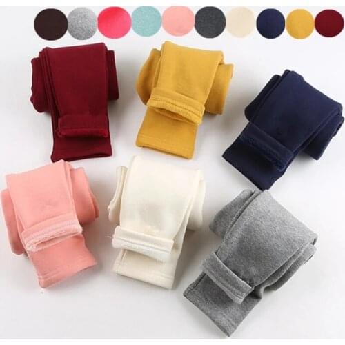 Winter 100% Cotton Thickened Plus Velvet Warmth Girls Leggings 2-8 Years Girls Pants Children Pants
