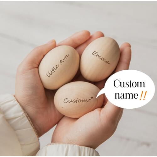 10 pcs/lot Wooden Eggs Shape DiY Easter Egg Personalized Handmade Bottom Baby Teething Toys Unique Easter Gift for Kids Custom