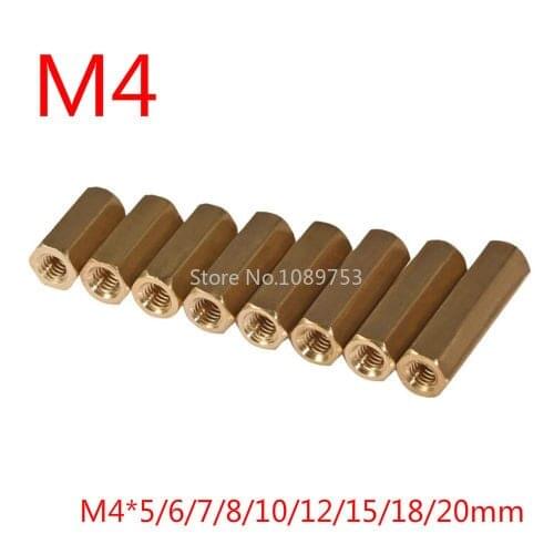 10pcs M4*5/6/7/8/10/12/15/18/20mm Hex Screw M4 Female Hexagonal Brass PCB Standoffs Spacers Screw Hollow Copper Column