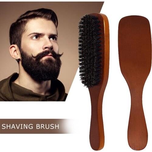 100% Natural Boar Bristle Beard Brush Men Facial Hair Cleaning Brush Professional Beard Shaving Tools