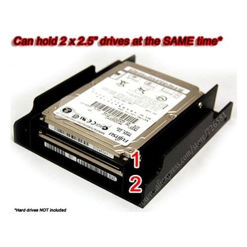 2.5"SSD Hard Drive Dual Port Double SSD Position to 3.5" Drive Bay Adapter Mounting Bracket HDD Converter Tray Support 2x SSD