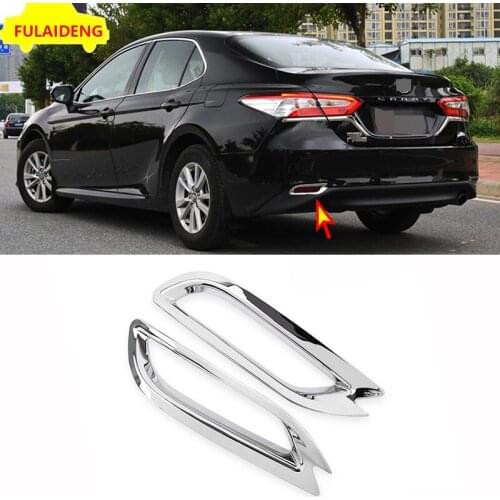 2pcs For Toyota Camry L/LE/XLE Hybrid 2018-2020 Bright ABS Chrome Rear Bumper Reflector Fog Light Cover Trim Car Styling