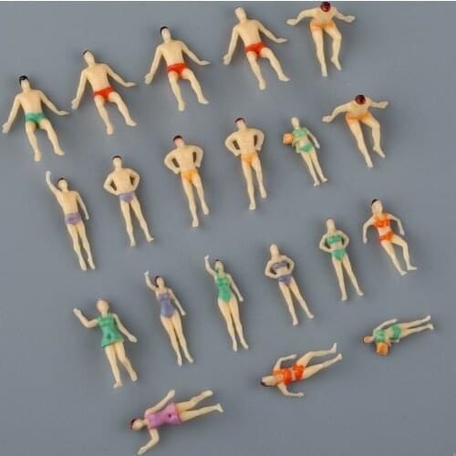 20Pcs/Pack Plastic Assorted 1:75 Painted Model Beach Sea Swimmer Swimming People Figures Model Train Layout Landscape Toys