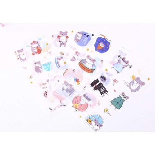 6pcs Lovely Hamster diary paper sticker diy decoration sticker for album scrapbooking stationery sticker gift for kids