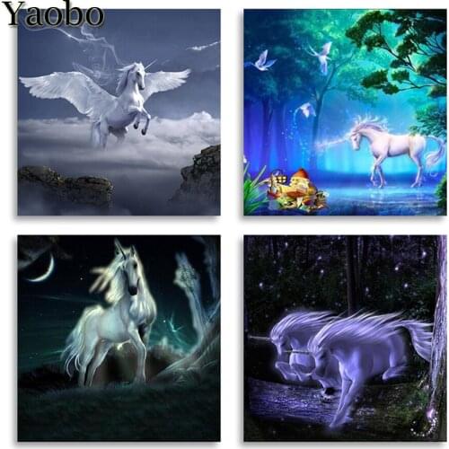 Diamond painting 4 piece animal unicorn diamond embroidery square/round drill puzzles mosaic gifts for new year 2020 decoration