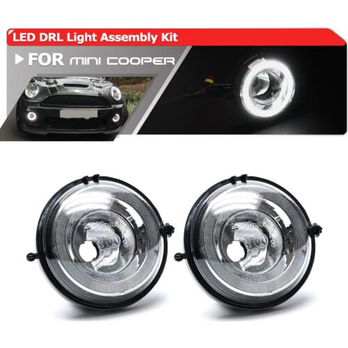 1Set White Led DRL Halo Driving Fog Lamp Kits Auto Daylights For Mini Cooper R55 R56 R57 R58 R59 R60 R61