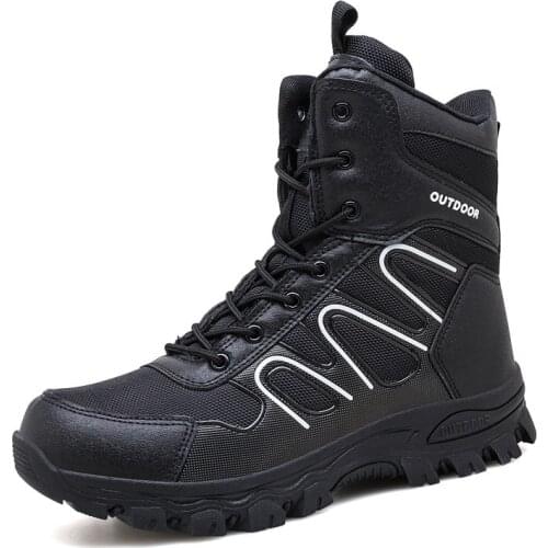 Men Autumn Winter Outdoor Hiking Shoes Military Combat Hunting Ankle Boots High Top Trekking Sports Mountain Climbing Sneakers