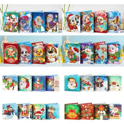Diamond Painting Christmas Greeting Cards Full Round 5D Festival Greeting Card DIY Painting Kits Diamond Painting Holiday Cards