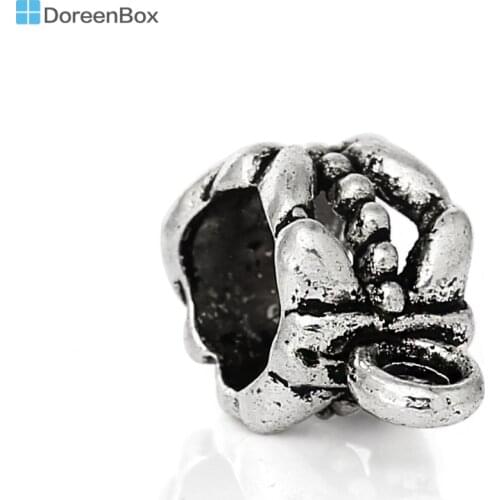 Doreen Box Lovely 50PCs Silver Color Bail beads Spacer Beads Approx: 11x8mm Fit European Charm Bracelet 6mm(B00004)