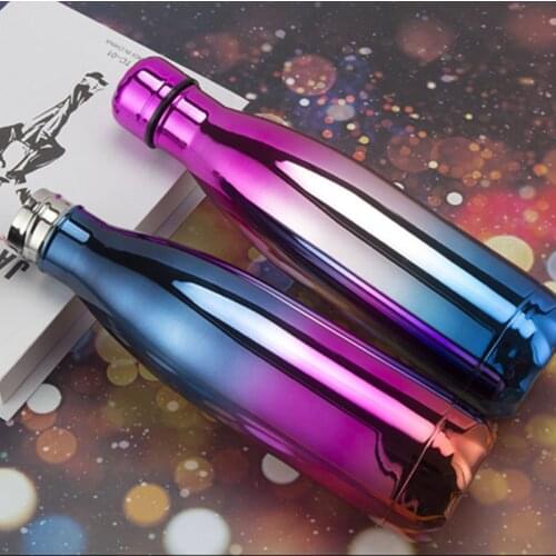 Gradient Color Cola Water Bottle Stainless Steel Vacuum Sport Drinking Bottle Cold/Heat-resistant For Camping Travel Hiking