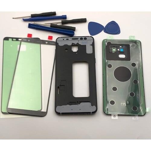 Black/Gold/silver/grey For Samsung Galaxy A8 A530 A530F 2018 Full Housing Cover Case+Outer Screen Glass+Sticker + tools