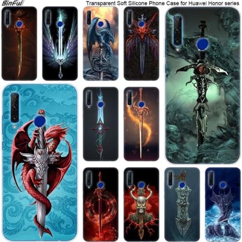 Knives Dragon Ancient weapon Silicone Phone Case for Huawei Honor 20 20i 10 9 8 Lite 8X 8C 8A 8S 7S 7A Pro View 20 Fashion Cover
