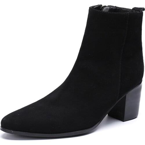 Christia Bella Simplicity Men Shoes Solid Suede Leather Boots New Fashion Pointed Toe Boots Big Size Zipper Ankle Boots