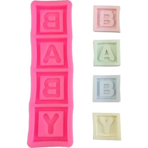 Baby Square Letter Chocolate Flip Silicone Mold Cake Decoration Baking Tool Drop Glue Plaster Molds Candle Mold Resin Mold