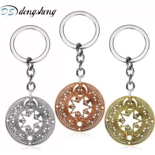 Dongsheng 3 Colors Cardcaptor Sakura Keychain Anime Hollow Logo Card Captor Sakura Symble Metal Key Chain Ring Holder-50
