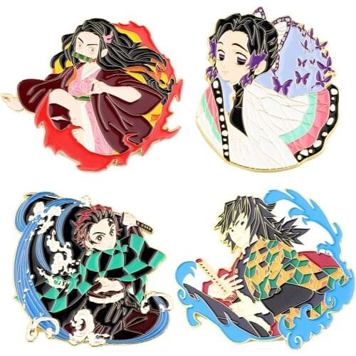 DZ2038 Kimetsu no Yaiba Demon Slayer Comics Collection Enamel Lapel Pin Badge Pins Hats Clothes Backpack Japanese AnimeJewelry