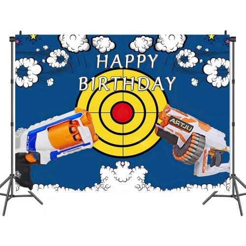 Gunfight Bullseye Cartoon Painted Backdrops Photo Background Decorations for Boys Birthday Party Portrait Photography Props