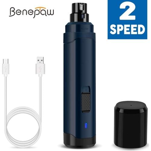 Benepaw Quality 2-Speed Dog Nail Grinder USB Rechargeable Low Noise Painless Pet Paws Grooming For Small Medium Large Dogs Cats