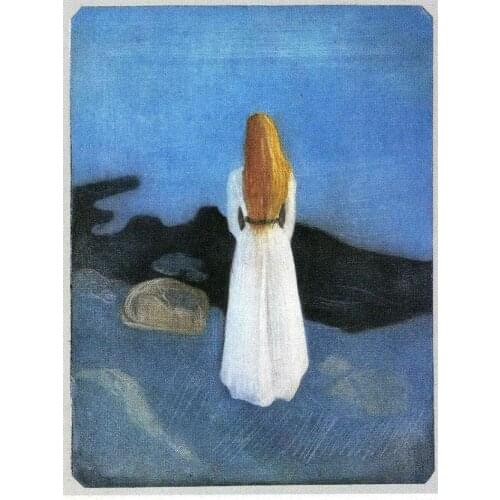 Oil Painting Reproduction on Linen Canvas,young-woman-on-the-shore-1896 by Edvard Munch,100% handmade,abstract oil painting